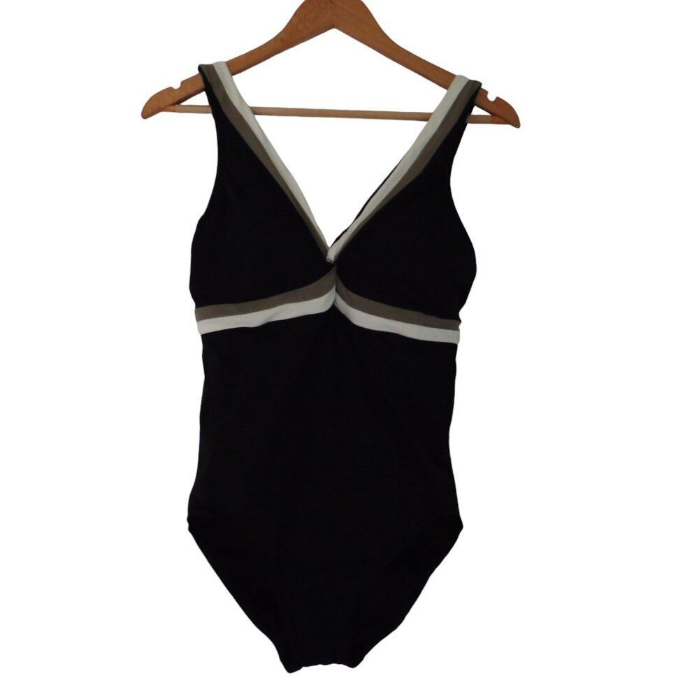 Lands End Women Swimsuit Tummy Control Black One Piece Size 8